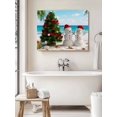 thumbnail image 6 of Christmas Snowman Canvas Print Wall Art Abstract Xmas Tree Snowman Shells on Beach Blue Sky Ocean Pictures Painting Morden Artwork for Living Room Bedroom, Ready to Hang - 12"x16", 6 of 6