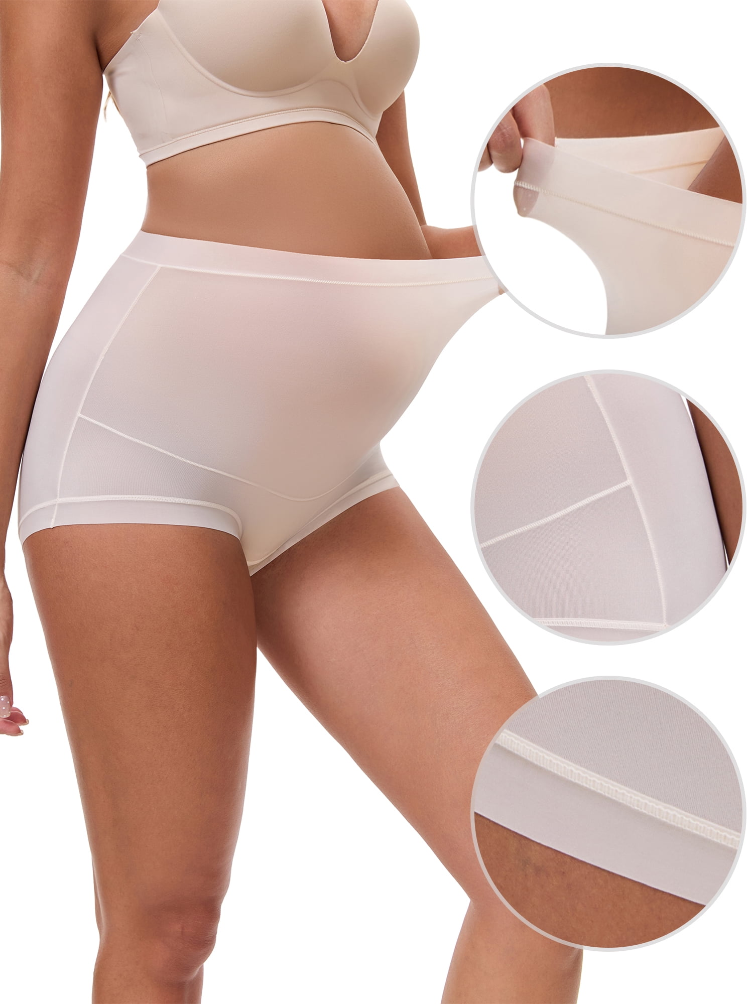 DARING DIVA Women's Plus Full Coverage High Waisted Ice Silk Underwear L Nude