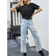 thumbnail image 6 of Arvbitana Women's Short Sleeve Knit T-shirts Solid Color Crew Neck Loose Sweater Shirts Teen Girls Casual Pullover Tops Streetwear, 6 of 6