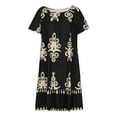thumbnail image 4 of Jusqu'à 65 % de Réduction! Robes de Mode Été pour Femmes 2024 Grande Taille Manches Courtes Col Rond Mi-Mollet Robe Imprimée, 4 of 6