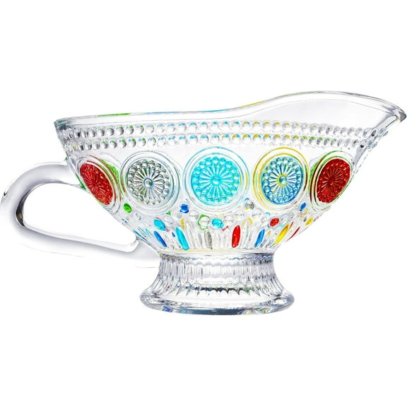 10 oz Vintage Gravy Boat - Elegant and Practical - Glass Cream Pitcher for Saucer, Dressing，Creamer， Milk