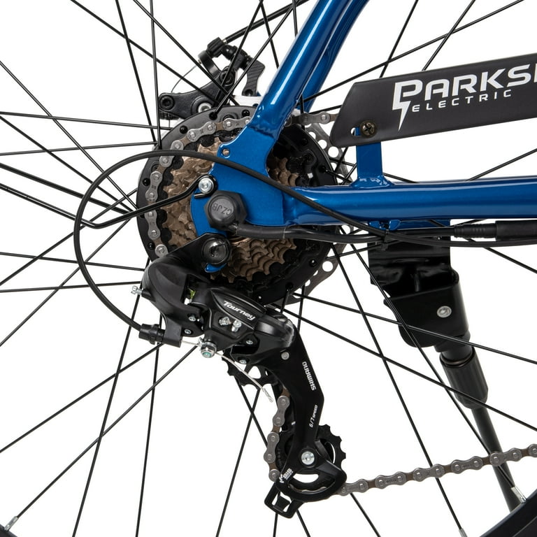Huffy Parkside 27.5 in. 7 Speed Men s Electric Bike with Throttle