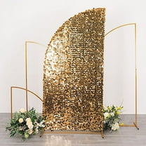 BalsaCircle 7 feet Gold Big Payette Sequin Double Sided Half Moon Wedding Arch Backdrop Stand Cover Party Events
