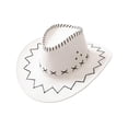 thumbnail image 3 of Suede Cowboy Hat Western Style Stylish Versatile with Three Eyelets on Each Side White, 3 of 8