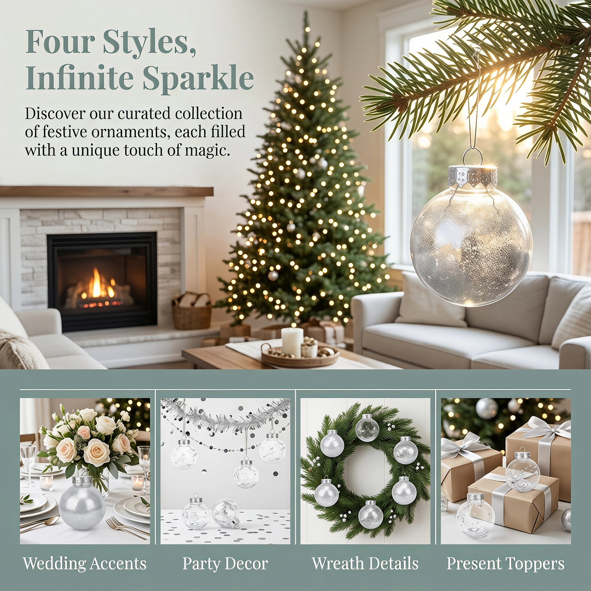 Unique Bargains Christmas Tree Ornaments - 24 Pack Baubles Shatterproof Balls White B 2.4"