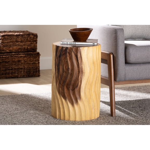 bali & pari Fuchsia Hand-carved Suar Wood Side Table