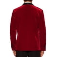 thumbnail image 3 of Blazers de Tuxedo de Terciopelo INSPIRE CHIC para hombres, Chaquetas formales de solapa de chal para bodas, color burdeos, 3 of 5