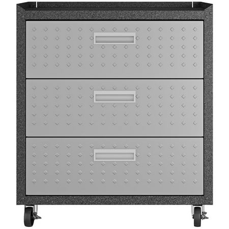 Manhattan Comfort Fortress 3 Drawer Mobile Garage Cabinet In Gray