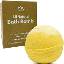 Organic Lemongrass Bath Bomb with Essential Oils and Relaxing Bath Salts, Moisturizing Coconut Oil, for Women and Men Handmade in USA by Relaxcation