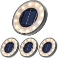 thumbnail image 1 of Paquete de 4 lámparas de pie solares LED, iluminación exterior impermeable Ip68 con 12 LED, ideal para caminos, jardines, terrazas, patios y césped, 1 of 5
