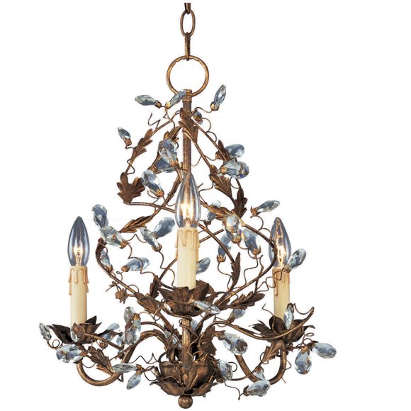 Maxim 2850EG Elegante 3-Light E12 Chandelier, Etruscan Gold 18" Hanging Lights