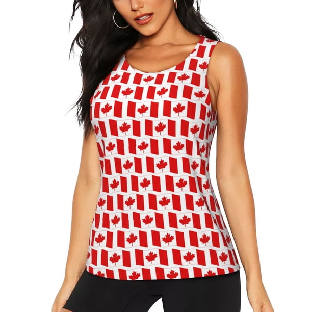 Fotbe Canada Blusas Sin Mangas para Mujer – Estilo Casual, Corte Suelto, Slim-Fit, Cuello Redondo Deportivo, Tops de Verano para Gimnasio y Yoga-Large