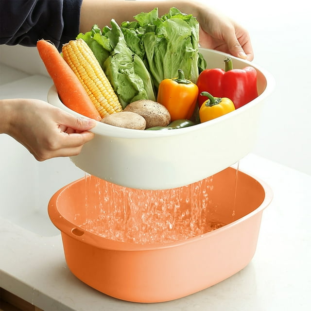 TUWABEII Home Decor Clearance Kitchen Organizer Basket Food Safe Plastic Drainer Space Saving Storage Container For Vegetables Utensils Sturdy Design Easy Clean Multi Purpose Use