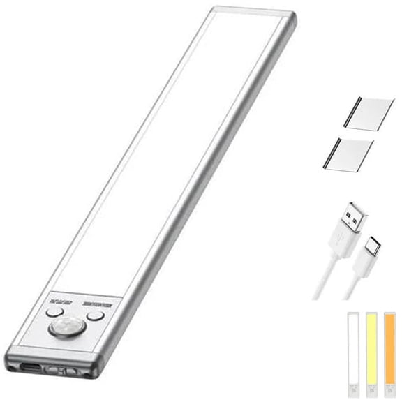 Rechargeable Led Lights, 3 Color Easy Installation Magnetic Lighting, Stick-Anywhere Night Light, Wireless Under Counter Lights for Kitchen Stairs Hallway(1PCS)