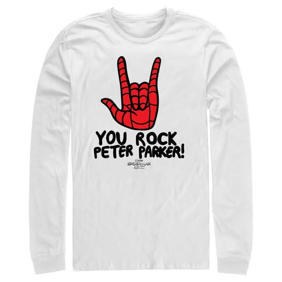 Men's Marvel Spider-Man: No Way Home You Rock Peter Parker  Long Sleeve Shirt White Large