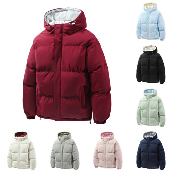 AnuYalue Mens Big and Tall Puffer Jacket Loose Fit Hooded Coat Full Zip Quilted Jackets with Pockets Long Sleeve Thicken Coats