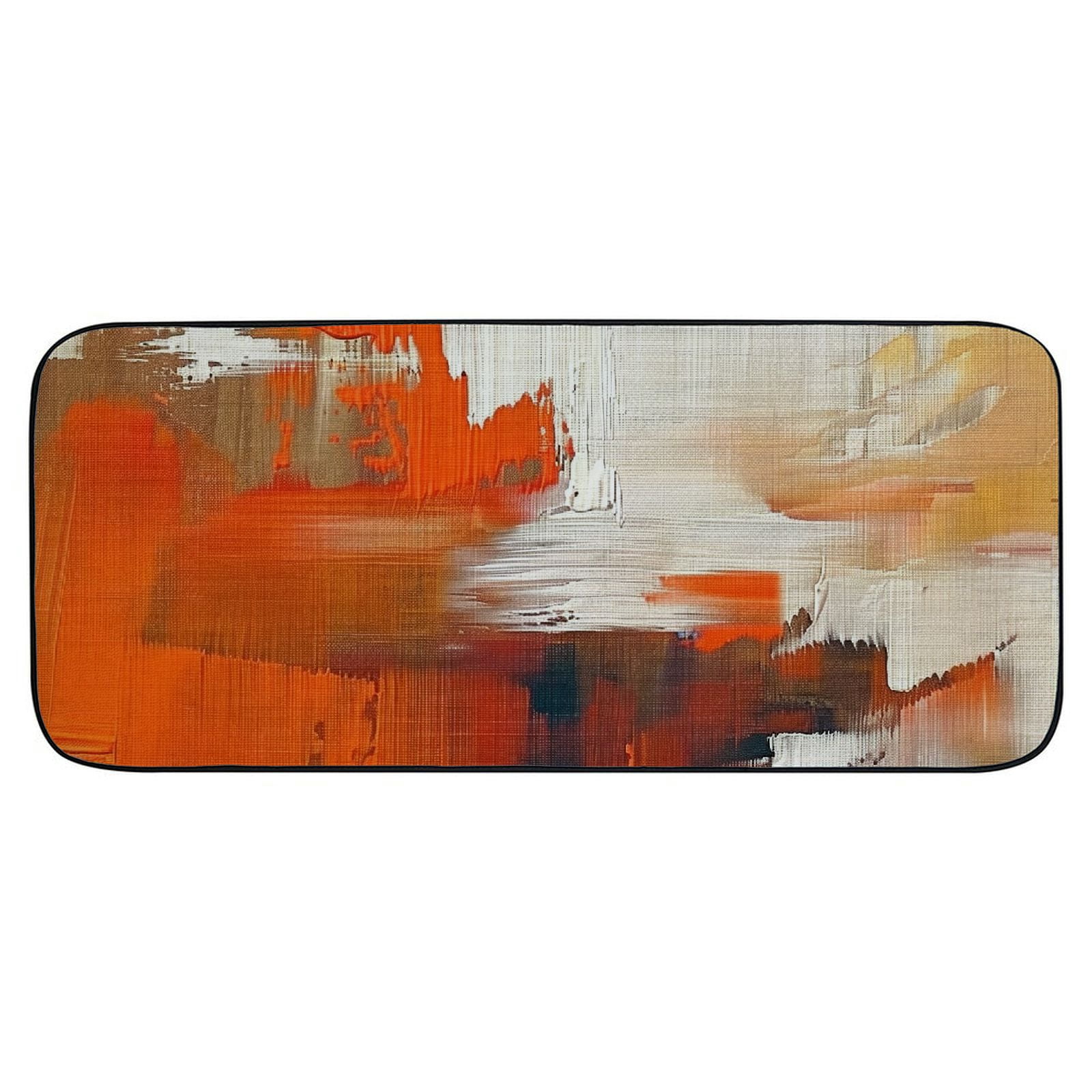 PHYHOO Abstract Orange Bath Mat Burnt Orange Brown Oil Painting Ombre Watercolor Grunge Brushstrokes Colorful Art Modern Home Decor,Bathroom Mat/Bedroom Rug 19.68*47.24 in