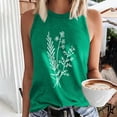 thumbnail image 2 of JSKUMAR Women's Summer Crewneck Tank Tops Floral Graphic Curved Hem Sleeveless Tops Casual Loose Fit Shirts Green,L, 2 of 4