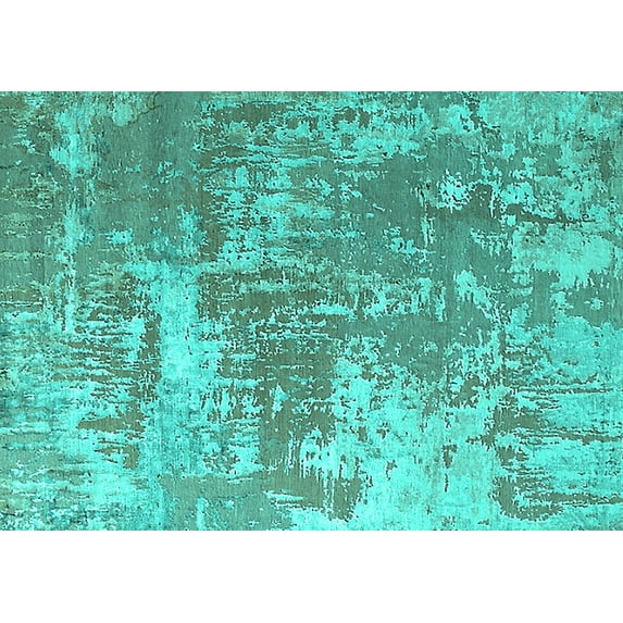 Ahgly Company Indoor Rectangle Oriental Turquoise Blue Industrial Area Rugs, 6' x 9'