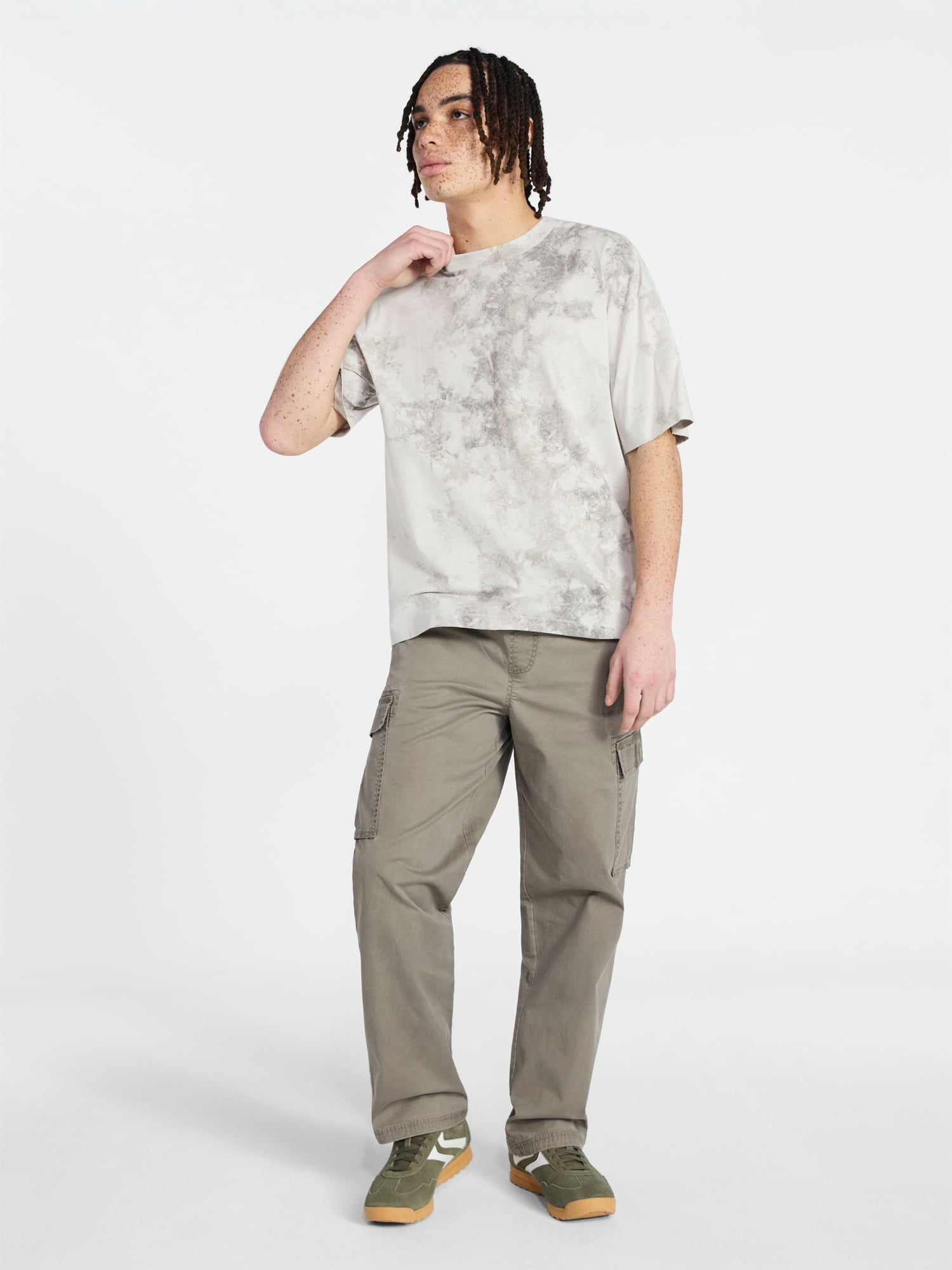 No Boundaries Men's Oversized Boxy Tee with Short Sleeves, XS-4XLT