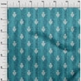 thumbnail image 2 of oneOone Cotton Jersey Teal Blue Fabric Stripe|Leaves & Floral Block Dress Material Fabric Print Fabric By The Yard 58 Inch Wide, 2 of 4