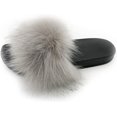 thumbnail image 1 of ORUYROP Women Artificial Fur Slide Slippers Soft Furry Open Toe Slip On Sandals, 1 of 3
