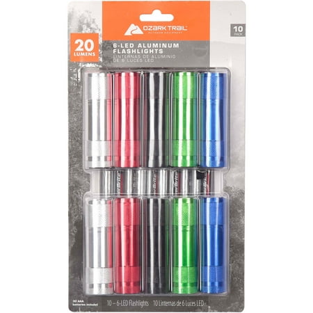 Ozark Trail 6 LED Aluminum Flashlight, 10-Pack