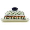 thumbnail image 3 of Polish Pottery 7½-inch Butter Dish (Pine Boughs Theme) Hand Painted in Boleslawiec, Poland + Certificate of Authenticity, 3 of 6