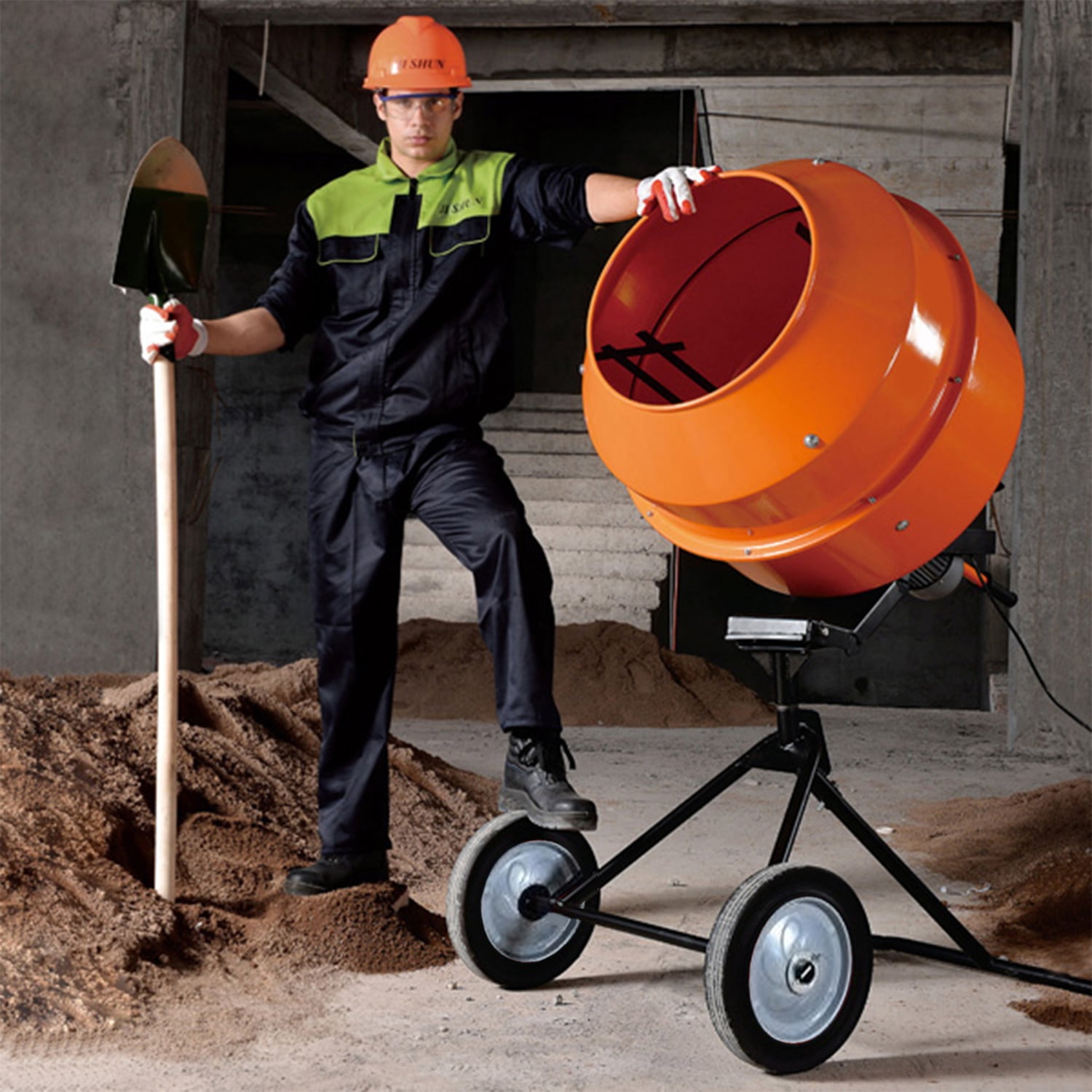 SKONYON Portable 5 Ft Electric Concrete Cement Mixer Machine 1/2 HP
