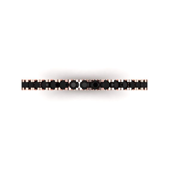 0.57 ct Brilliant Round Cut Natural Onyx 18K Rose Gold Stackable Band SZ 7