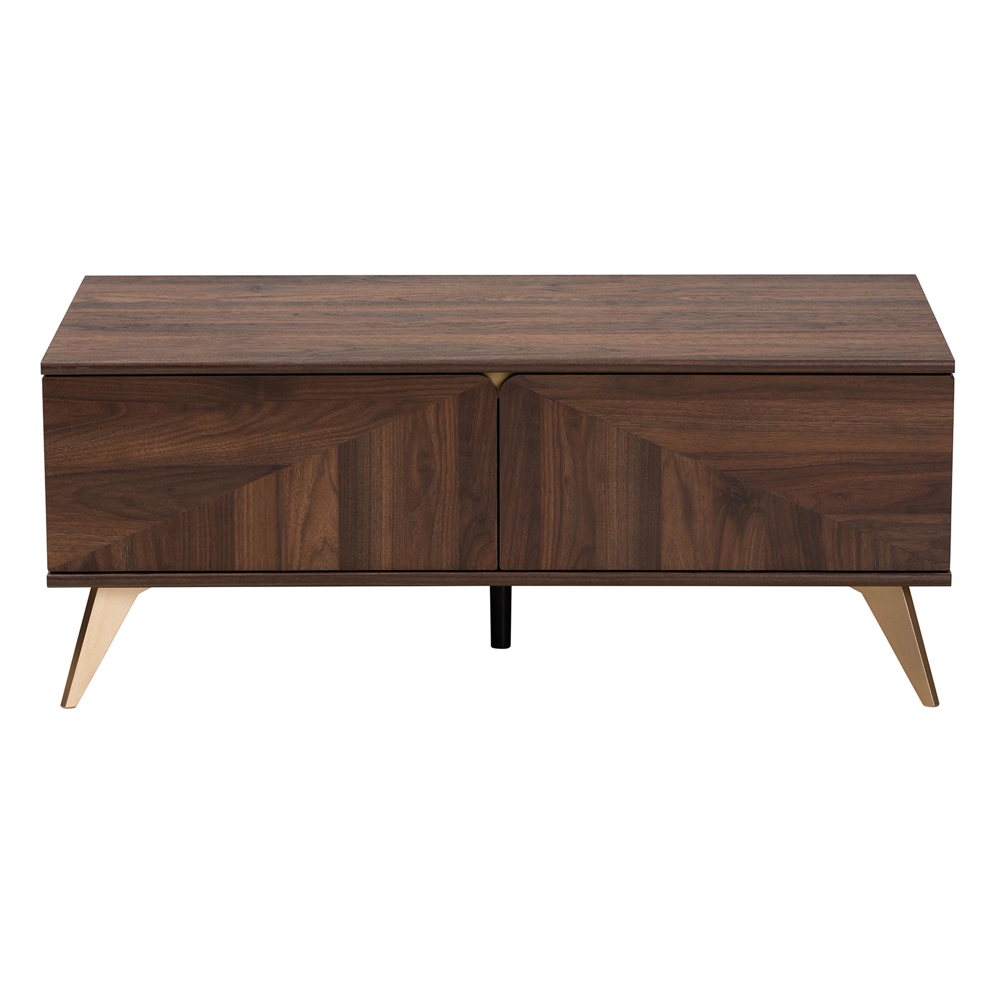 Baxton Studio Graceland Mid-Century Modern Transitional Walnut Brown Finished Wood 2-Drawer Coffee Table