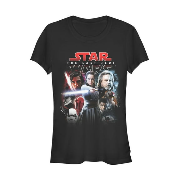 Junior's Star Wars The Last Jedi Movie Poster Style Graphic Tee Black Medium