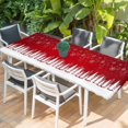 thumbnail image 2 of Red Christmas Snowflakes Table Cloths for 8 Foot Rectangle Tables, Xmas Balls Winter Pine Tree Patio Waterproof Elastic Fitted Tablecloths, Washable Rectangular Table Cover for Camping, 2 of 8