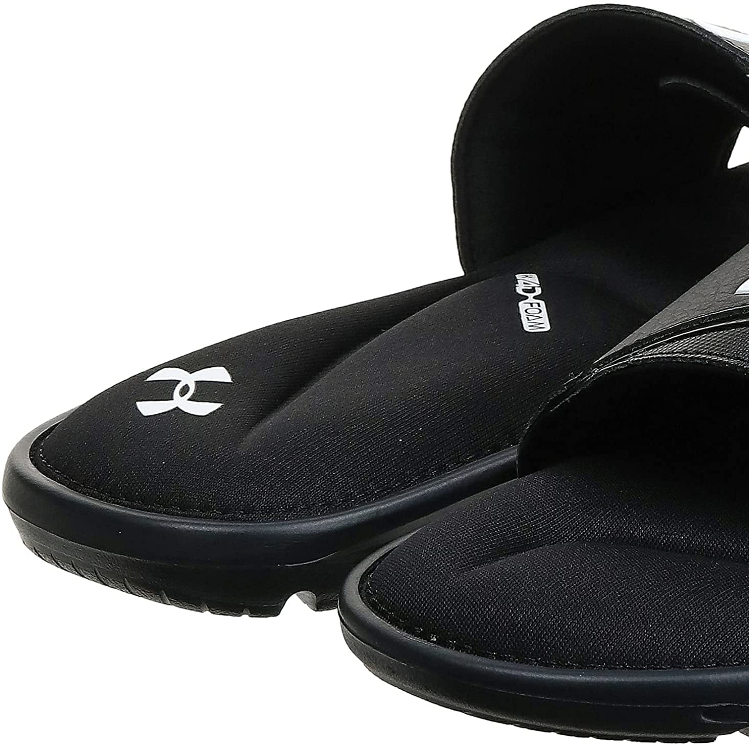 Under Armour Men's Adjustable Strap Memory Foam Ignite VI Slide Sandals (Black/White, 9)