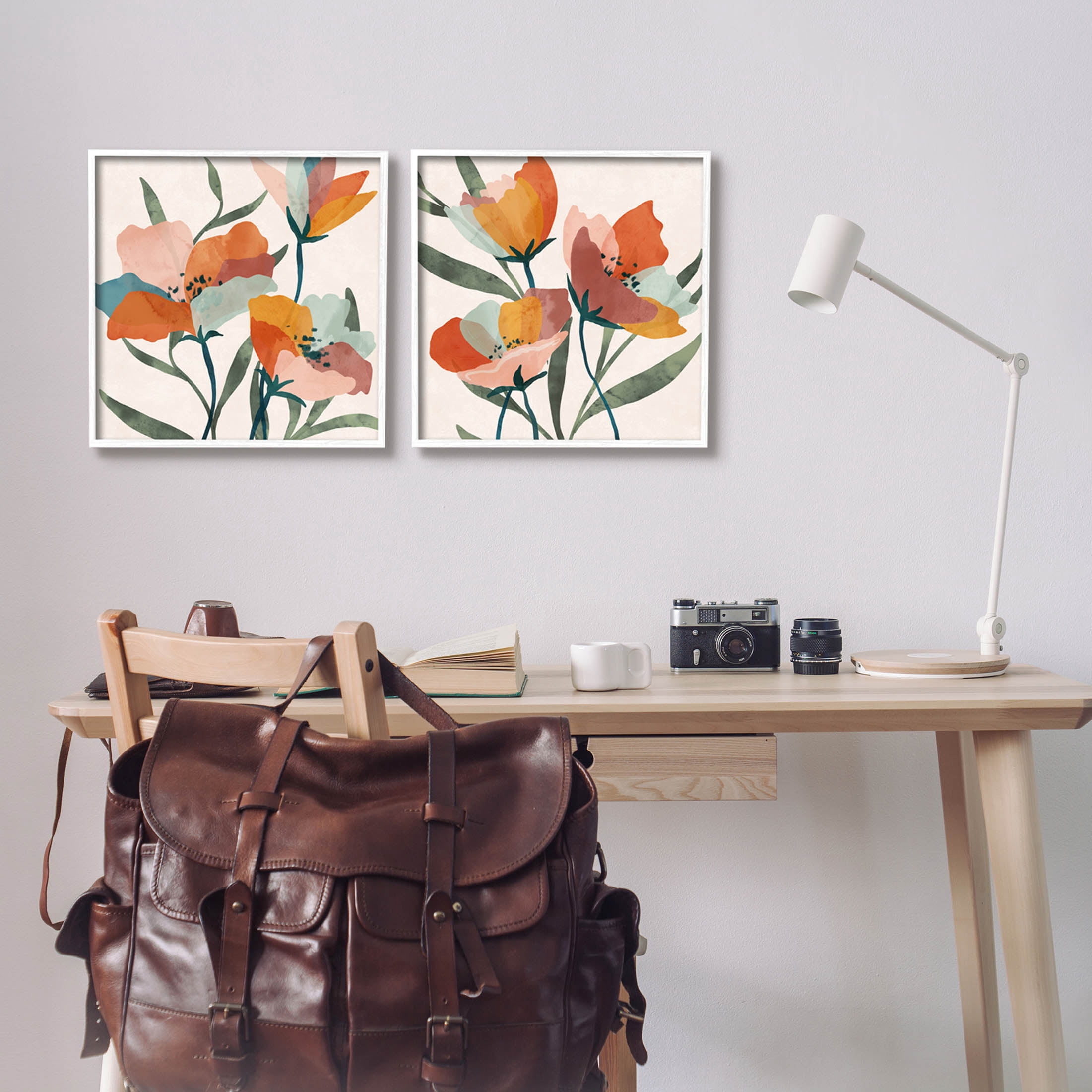 Stupell Industries Summer Bouquet Modern Abstract Graphic Art White Framed Art Print Wall Art, Set of 2, Design by Nina Blue