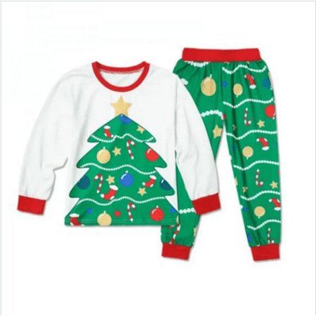 Holiday Family Matching Clothes Pajama Sets Cute Christmas Tree Print for Mommy Daddy Kid Baby