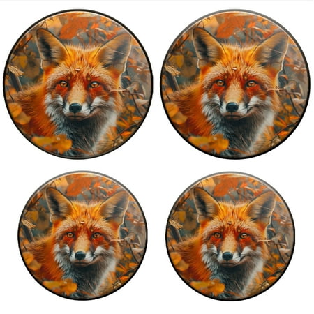 

BaHomeck Electric Stove Burner Covers Set of 4 Round Metal Gas Stove Burner Covers 8 Inch and 10 Inch Kitchen Decor Red Fox In The Forest And Surrounded By Autumn Leaves
