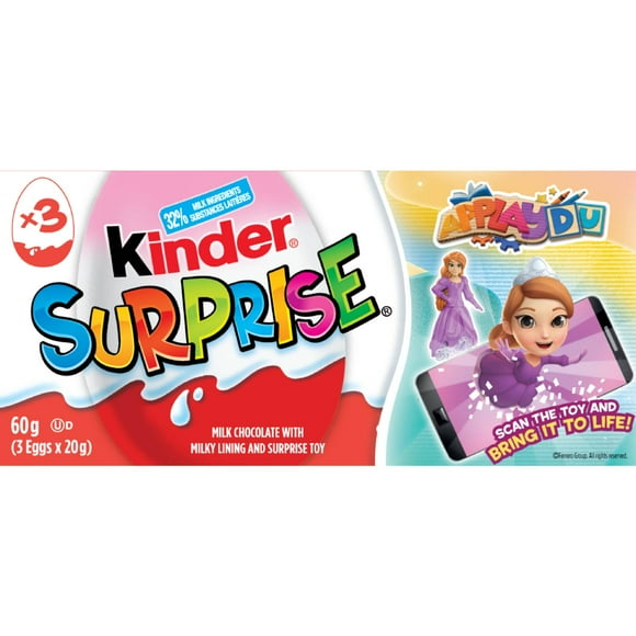 Œufs en chocolat au lait SURPRISE KINDER® avec jouets Rose, Paquet de 3, 60g (20gx3)