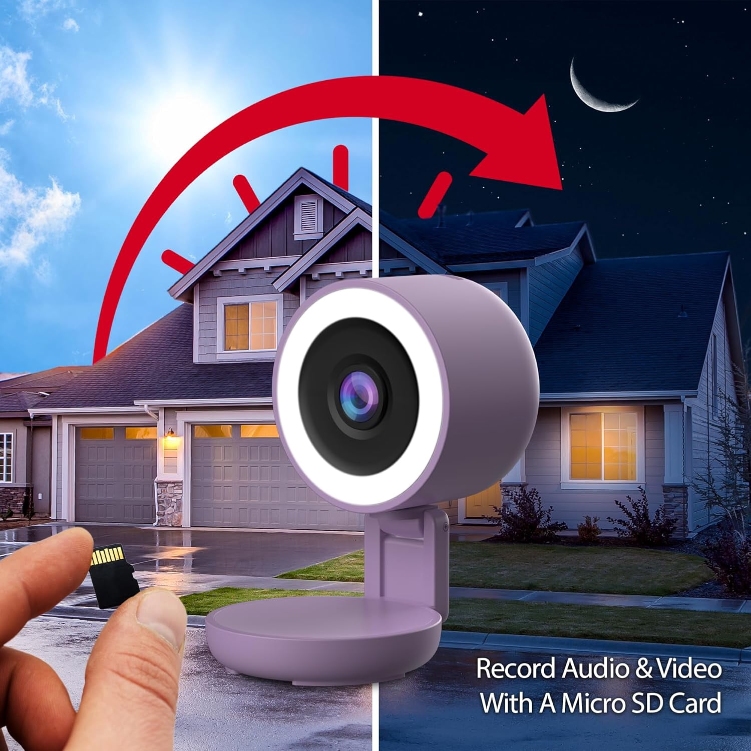 Energizer Smart 2K Wired Indoor Camera with Light for Night Vision, Foldable for Privacy, Remote Access, 130° Wide Angle, Recording, Instant Motion Alerts, Two-Way Audio, Hub-Free Wi-Fi (Purple)