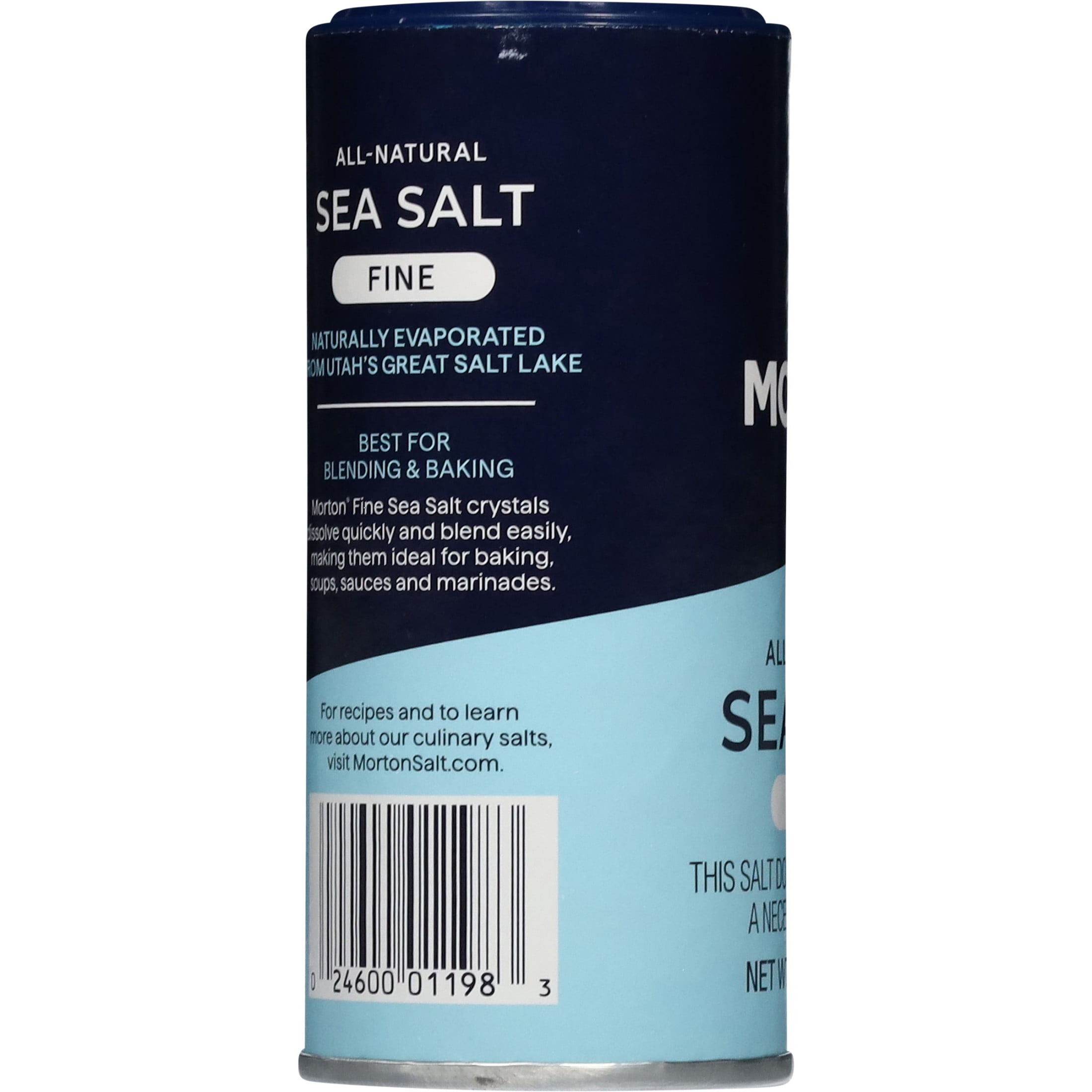 Morton All-Natural Fine Sea Salt 4.4 oz for Cooking Baking and