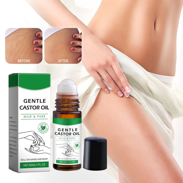 Aceite Esencial de Ricino 30 Ml | Hidratante y Reparador | Roll-On Portátil para Rostro, Cuerpo, Cabello y Masajes