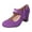 Purple, variant on Bow Dressy Shoes for Women Ladies Bride Wedding Spring Fall Fashion Casual Suede Pointed Toe Chunky Block Mid Heels Ballet Flat Slip on Dress Pumps Green Size 6