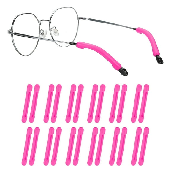 Uxcell Eyeglass Ear Cushions, 12 Pairs Glasses Ear Grip for 3-8mm Glasses, Rose Red