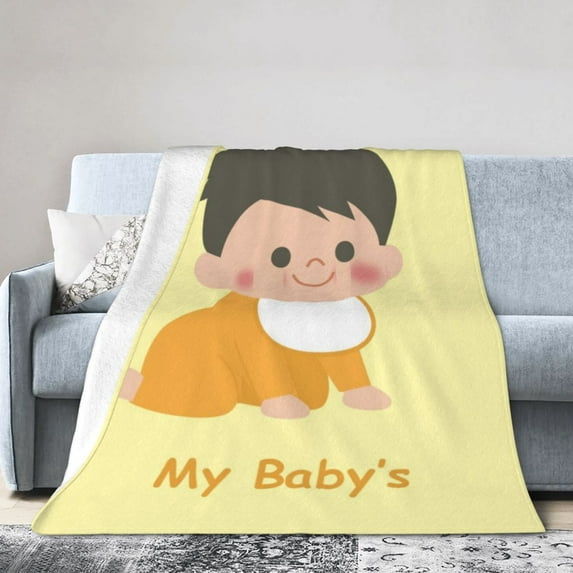 Anti-Pilling Flannel Bed Throw Blankets Baby Child Drawing - Couch-Ultra-Soft Micro Fleece Sofa Bed Camping Travel Blanket for Adults 50"x40"