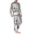 thumbnail image 2 of Naloa Cats Group Men’s Pajamas Set - Long Sleeve Button Down Sleep Shirt and Pajama Bottoms Sleepwear Set-Large, 2 of 7