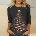 thumbnail image 2 of GA WEIHUA Deals,3/4 Length Sleeve Womens Tops Round Neck Casual Tunic Tops Basic Christmas Shirts Loose Fit Xmas Tree Tee Tops(Red,Medium), 2 of 5