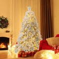 thumbnail image 4 of Patiojoy 6 FT Snow Flocked Christmas Tree Hinged Pre-lit Xmas Tree with Branch Tips Warm White LED Lights, 4 of 10