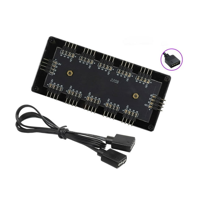 MERIGLARE Hub with Cable 10 Hub Splitter PC RGB Fan LED Strip Light RGB Fan Hub 12V 4pin