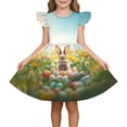 thumbnail image 2 of Cute Easter-print Dress With Small Flying Sleeves For Children Aged 3-10 In Summer, 2 of 9