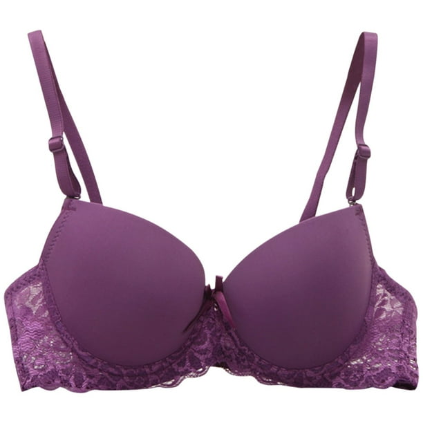 Fvwitlyh Shapermint Bra Women'S Plus Size Bra Underwear Wireless Lace  Floral Thin Cup Lingerie 3646c D Purple,B